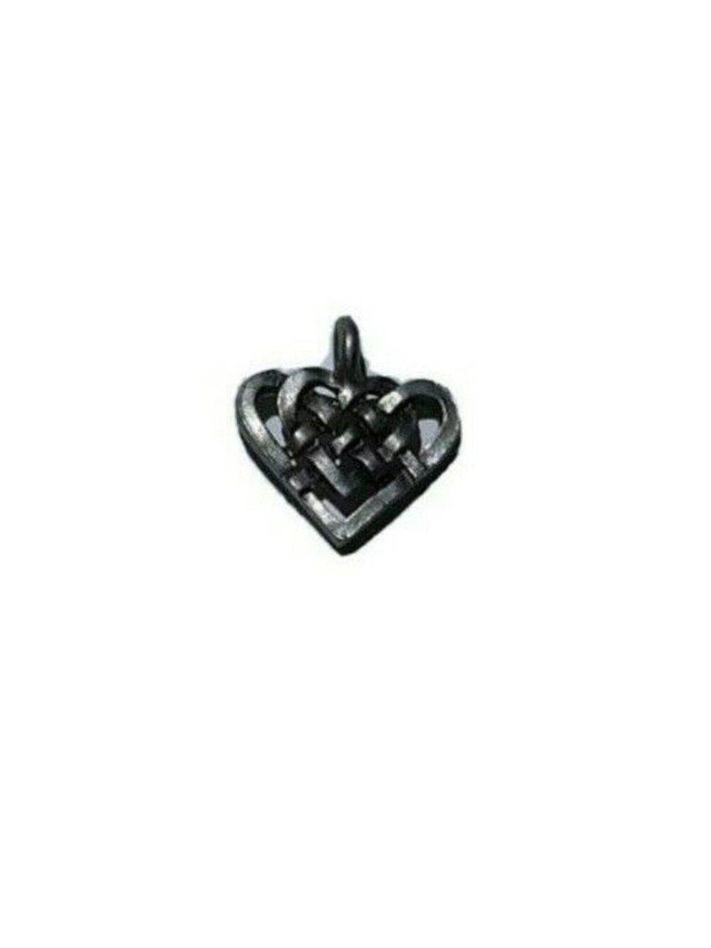 Woven Pewter Celtic Heart Pendant Charm Double Weave 2 hearts